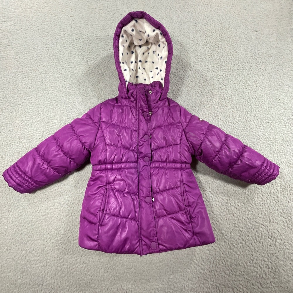 OshKosh Bgosh 4-in-1 Winter Coat Kids 5 Purple Terry Lined Hooded Puffer Vest